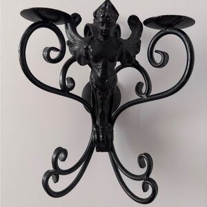 Rare Vintage Pair of Cast Iron Figural Nude/Angel Double Candle Wall Sconces